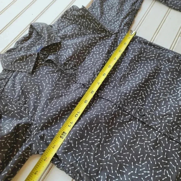 Place Button Up Shirt Boys Small 5-6 Arrow Print Long Sleeve Gray White Cotton - Picture 7 of 8